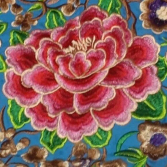 Unbranded Women's Canvas Embroidered Blue Multicolor Floral Ethnic Boho Bag Tote - Picture 3 of 7